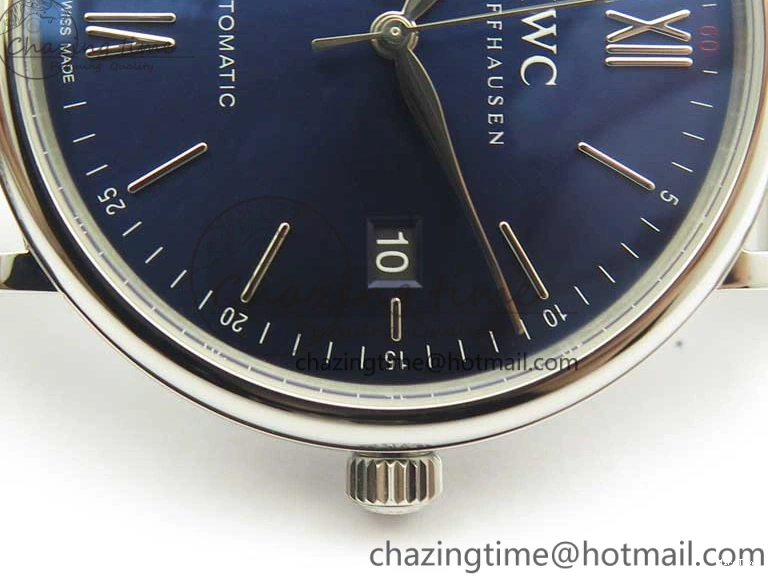 MIROTIME 0307 Portofino IW356501 SS V3 MK 1:1 Best Edition Blue Dial On SS Mesh Bracelet MIYOTA Timeless 7194